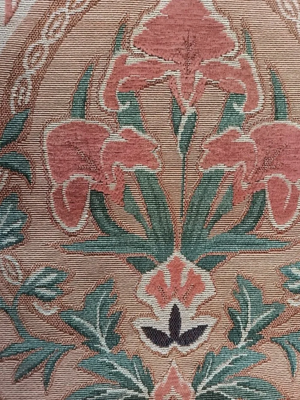 Classic Floral Tapestry Table Runner Terracotta Green Beige 70x13
